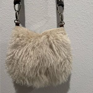 Cream Faux Fur Shoulder Bag